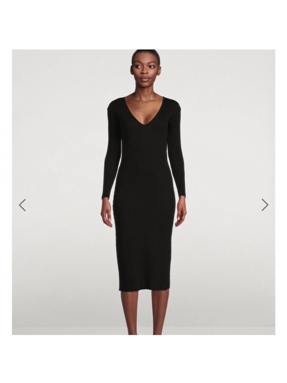 Vince Black Classic Long Sleeve Knit V-Neck Dress size Extra Large